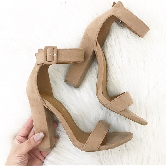 Shoes - Taupe ankle Strap Heels